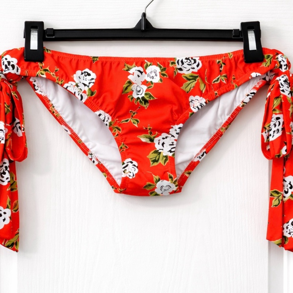 Caroline Constas Clementine Floral-print Low-rise Bikini Briefs In Coral NWT med - Picture 4 of 9